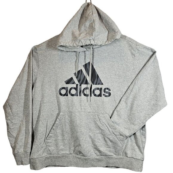 Adidas Hoodie Pullover Sweatshirt Men XL Gray Athleisure Workout Athletic School - Picture 1 of 13